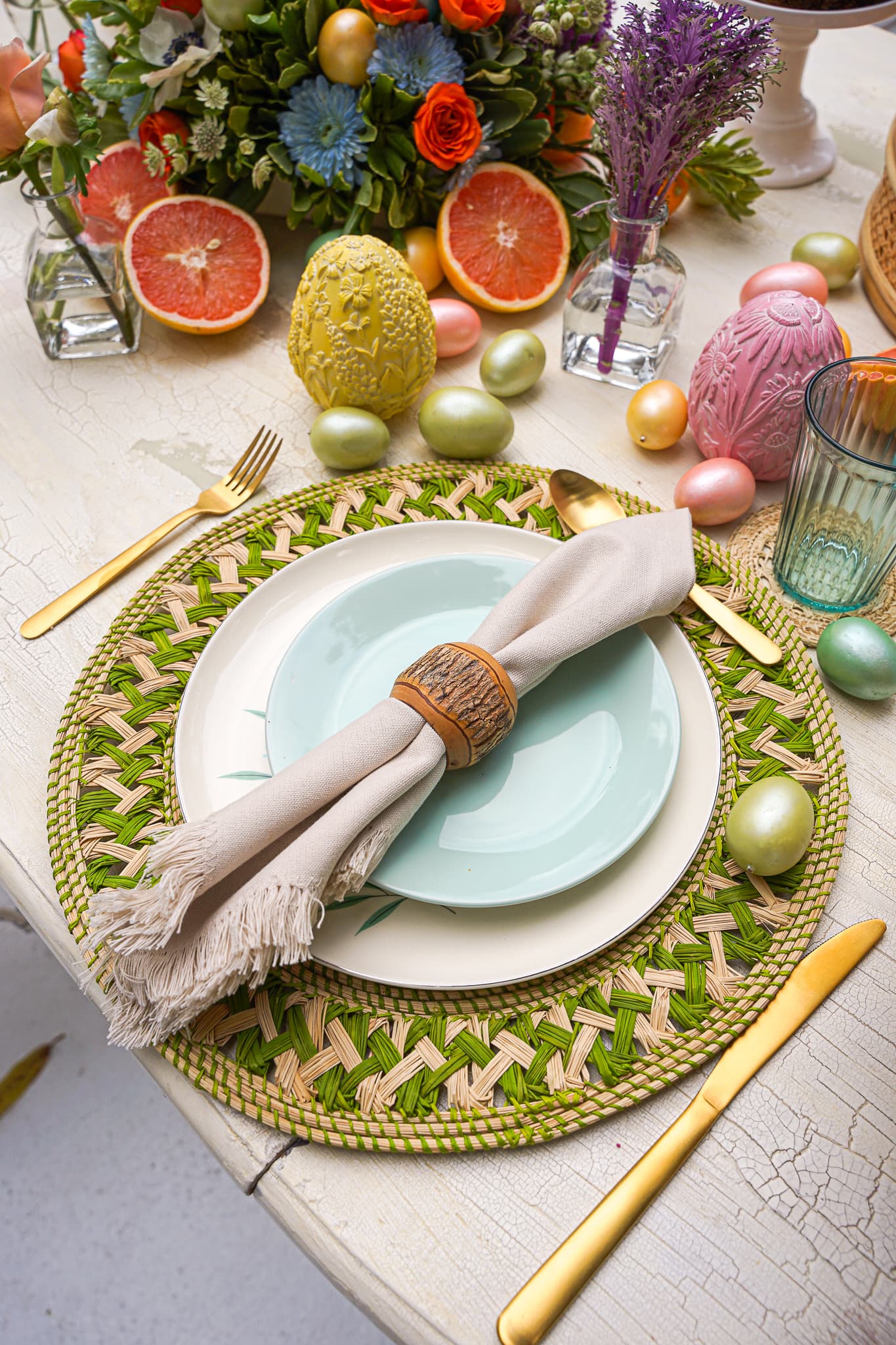 A colorful bachelorette brunch table