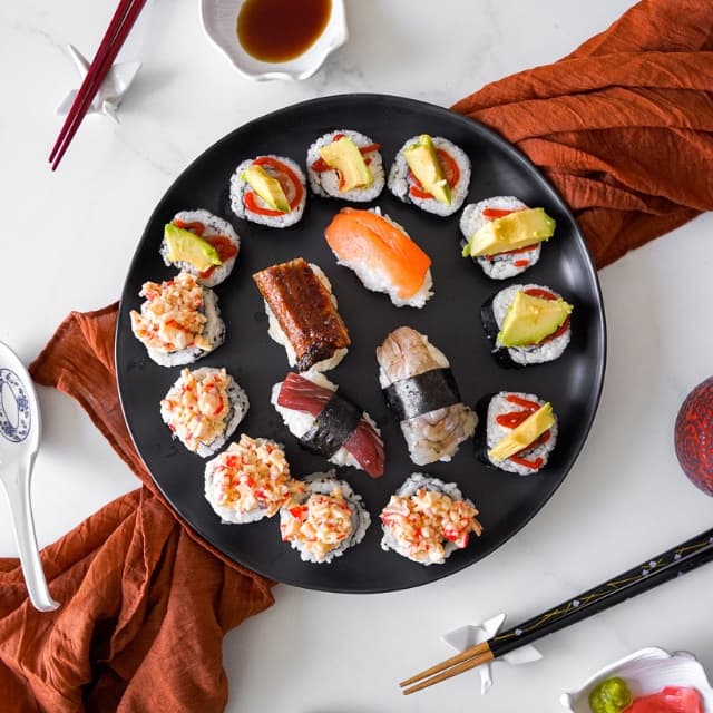 An omakase and nigiri platter prepared by a private chef on Miami Beach