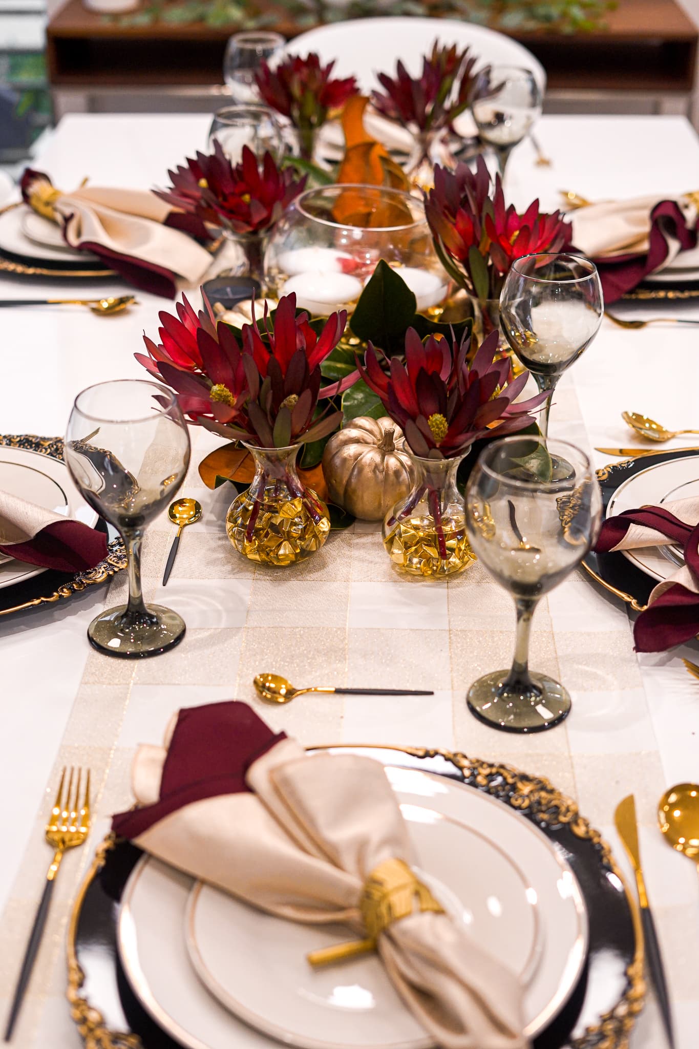 An elegant Mediterranean dinner party table set by a private chef in Aventura