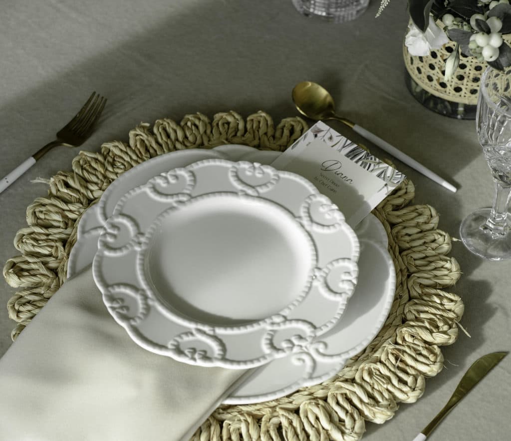 An elegant private dinner party table set by a Chefpost chef in a New York City apartment